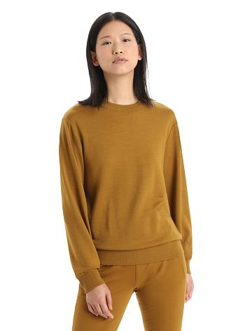 Une pièce Icebreaker Merino Crush Long Sleeve Sweatshirt Femme Marron | FR 1751UZGT